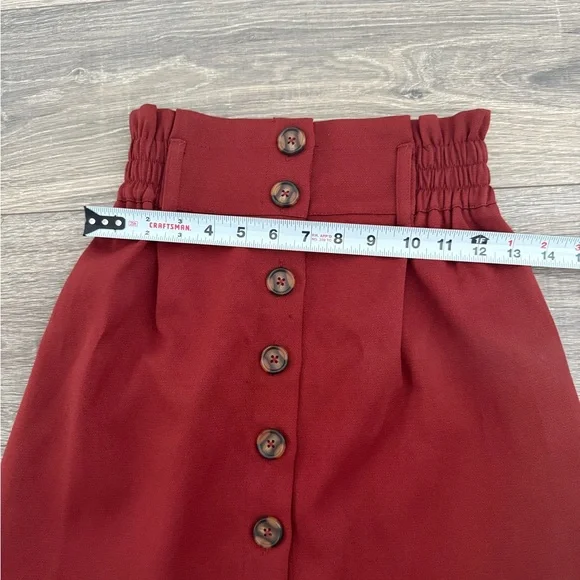 Rust Button Front Mini Skirt - Picture 7 of 7